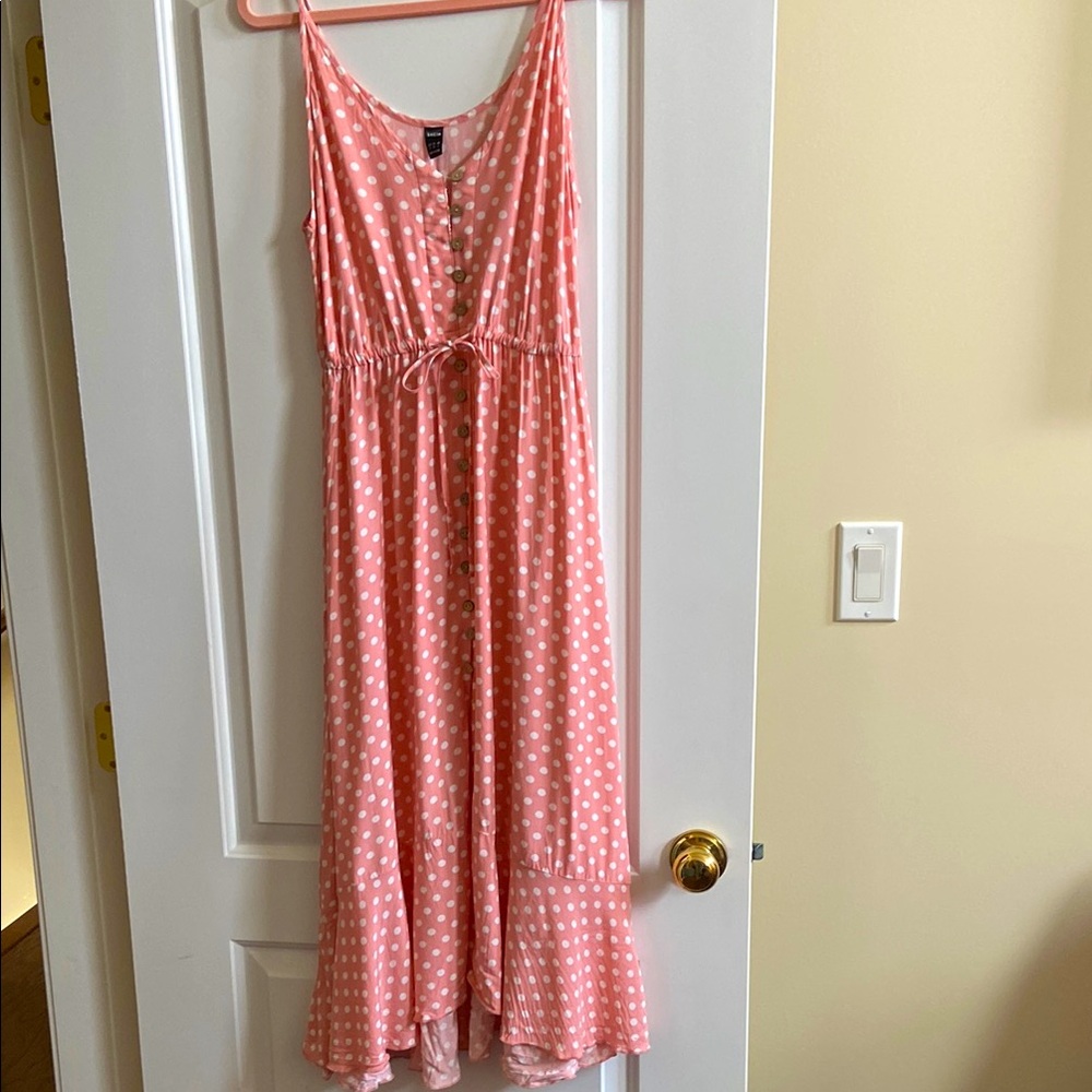 Pink Polka Dot Button-Down Dress size S